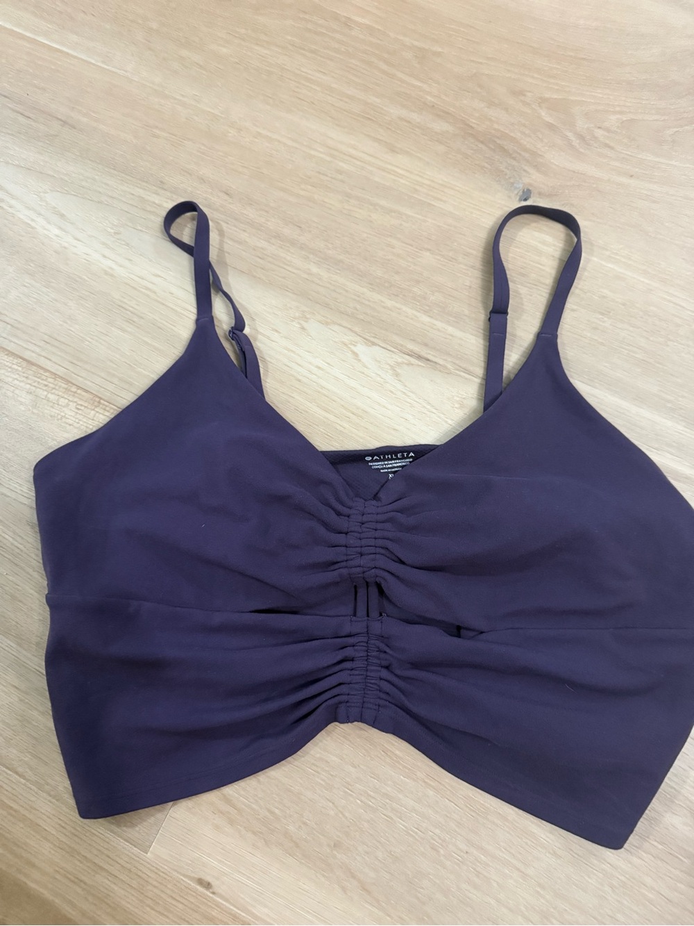 Athleta Purple Ruched Front Sports Bra